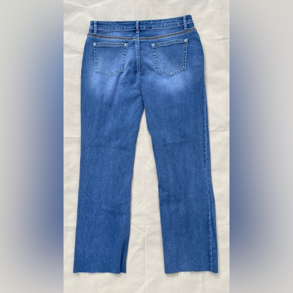 NWT Flamingals Casual Medium Wash Blue Jeans Slim Straight Pleated Boho 2XL - Picture 2 of 9